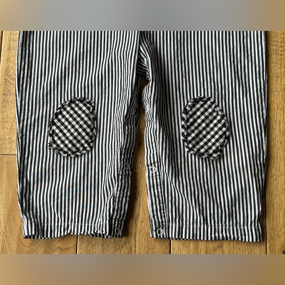 Lil Cactus Black Stripe Boo Halloween Overalls size 2T - Picture 5 of 8